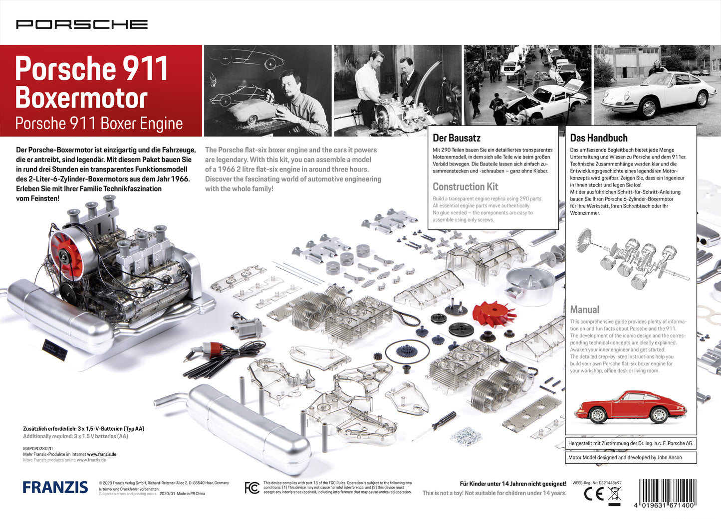 Flat-Six Engine Model Kit - Build Your Own Engine That Works - Porsche 911 F6 Engine DIY Assembly Kit