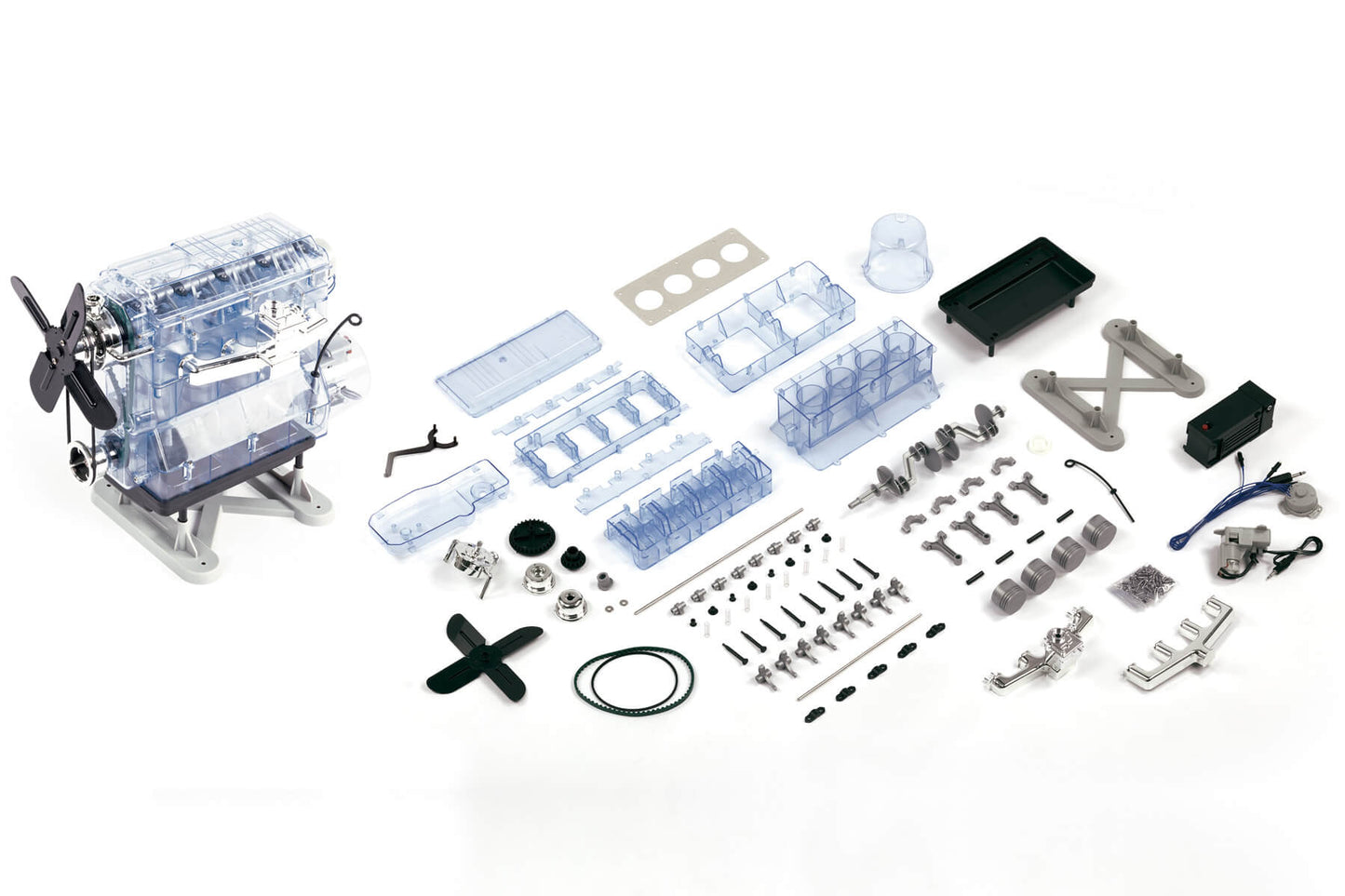 DIY Assembly Mini L4 Simulation Transparent Engine Model---Runnable